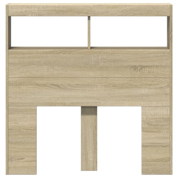 vidaXL Sängynpäätykaappi LED-valoilla Sonoma-tammi 100x17x102 cm