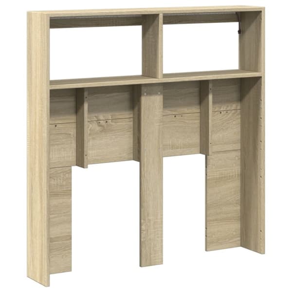 vidaXL Sängynpäätykaappi LED-valoilla Sonoma-tammi 100x17x102 cm
