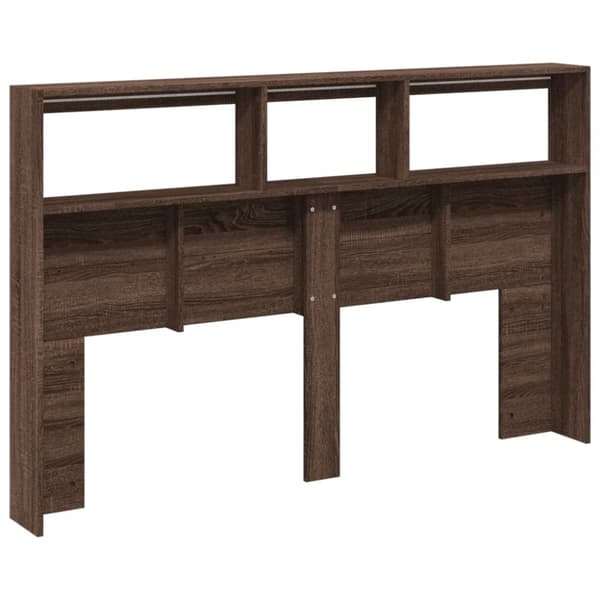 vidaXL Sängynpäätykaappi LED-valoilla ruskea tammi 160x17x102 cm