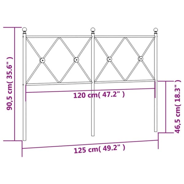 vidaXL sengegavl 120 cm metal hvid