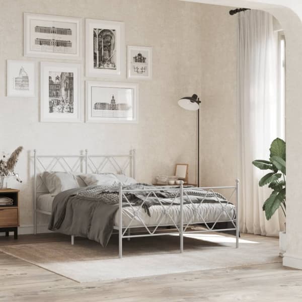 vidaXL sengegavl 120 cm metal hvid