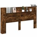 Miniatyrbillede 4 af 11: vidaXL sengegavl med opbevaring og LED-lys 180x16,5x103,5 cm røget eg