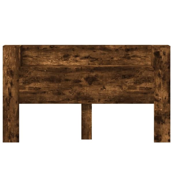 vidaXL sengegavl med opbevaring og LED-lys 180x16,5x103,5 cm røget eg