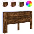 Miniatyrbillede 2 af 11: vidaXL sengegavl med opbevaring og LED-lys 180x16,5x103,5 cm røget eg
