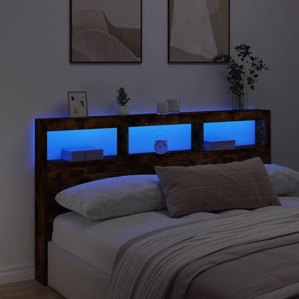 vidaXL Hodegavl skap med LED røkt eik 180x17x102 cm