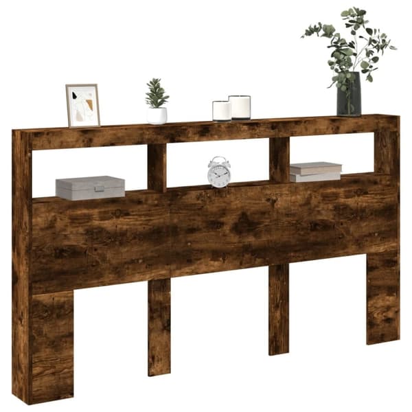 vidaXL Hodegavl skap med LED røkt eik 180x17x102 cm