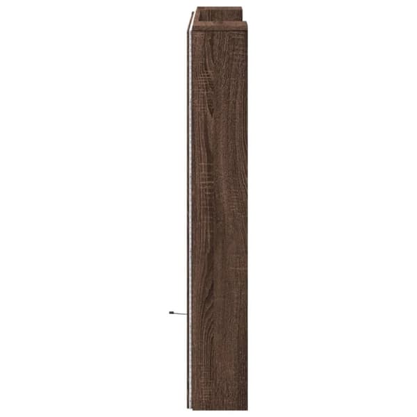 vidaXL sengegavl med opbevaring og LED-lys 100x16,5x103,5 cm brunt eg