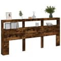 Miniatyrbilde 5 av 11: vidaXL Hodegavl skap med LED røkt eik 220x17x102 cm