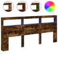 Miniatyrbilde 2 av 11: vidaXL Hodegavl skap med LED røkt eik 220x17x102 cm