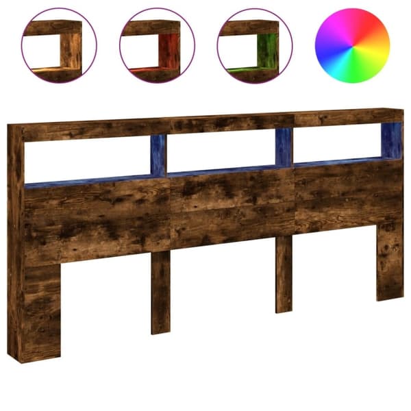 vidaXL Hodegavl skap med LED røkt eik 220x17x102 cm