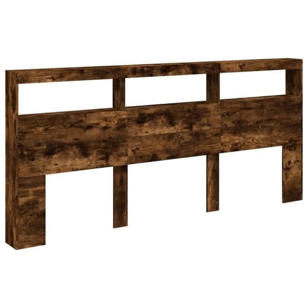 vidaXL Sängynpäätykaappi LED-valoilla savutammi 220x17x102 cm