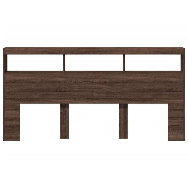 vidaXL Sängynpäätykaappi LED-valoilla ruskea tammi 200x17x102 cm