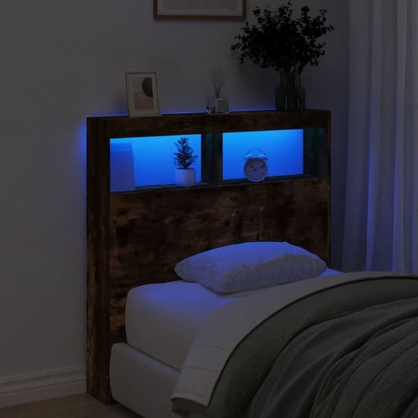 vidaXL Hodegavl skap med LED røkt eik 100x17x102 cm