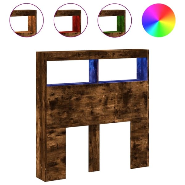 vidaXL Hodegavl skap med LED røkt eik 100x17x102 cm