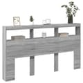 Miniatyrbillede 5 af 11: vidaXL sengegavl med opbevaring og LED-lys 180x17x102 cm grå sonoma-eg