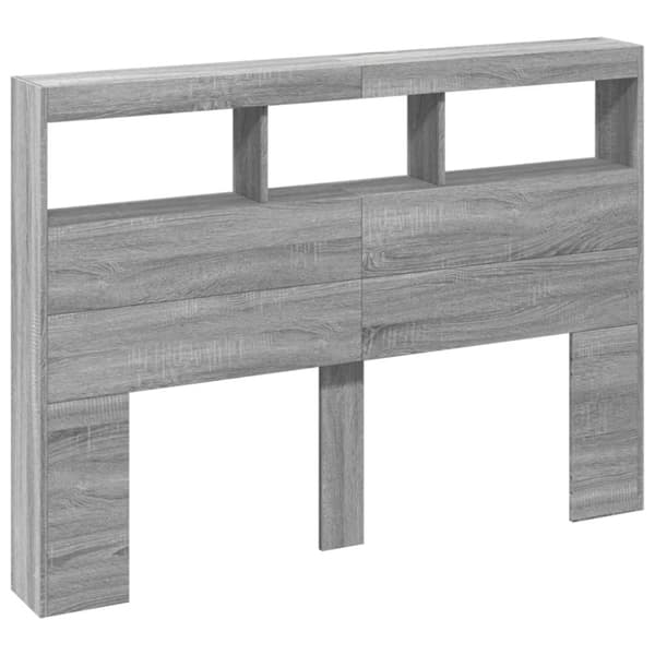 vidaXL Sängynpäätykaappi LED-valoilla harmaa Sonoma 140x17x102 cm