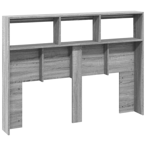 vidaXL Sängynpäätykaappi LED-valoilla harmaa Sonoma 140x17x102 cm