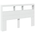 Miniatyrbillede 3 af 11: vidaXL sengegavl med opbevaring og LED-lys 160x17x102 cm hvid