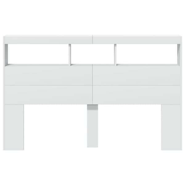 vidaXL sengegavl med opbevaring og LED-lys 160x17x102 cm hvid