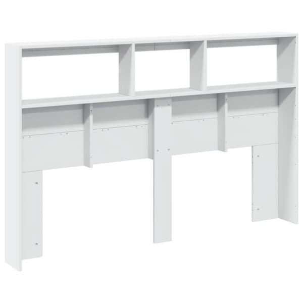 vidaXL sengegavl med opbevaring og LED-lys 160x17x102 cm hvid