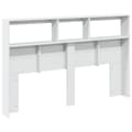Miniatyrbillede 8 af 11: vidaXL sengegavl med opbevaring og LED-lys 160x17x102 cm hvid