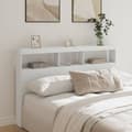 Miniatyrbillede 1 af 11: vidaXL sengegavl med opbevaring og LED-lys 160x17x102 cm hvid