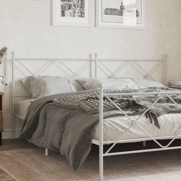 vidaXL Metallinen sängynpääty valkoinen 193 cm