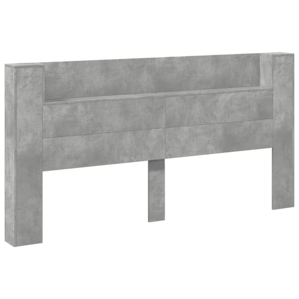 vidaXL sengegavl med opbevaring og LED-lys 200x16,5x103,5 cm betongrå
