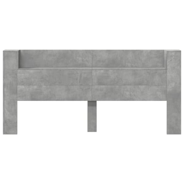 vidaXL sengegavl med opbevaring og LED-lys 200x16,5x103,5 cm betongrå
