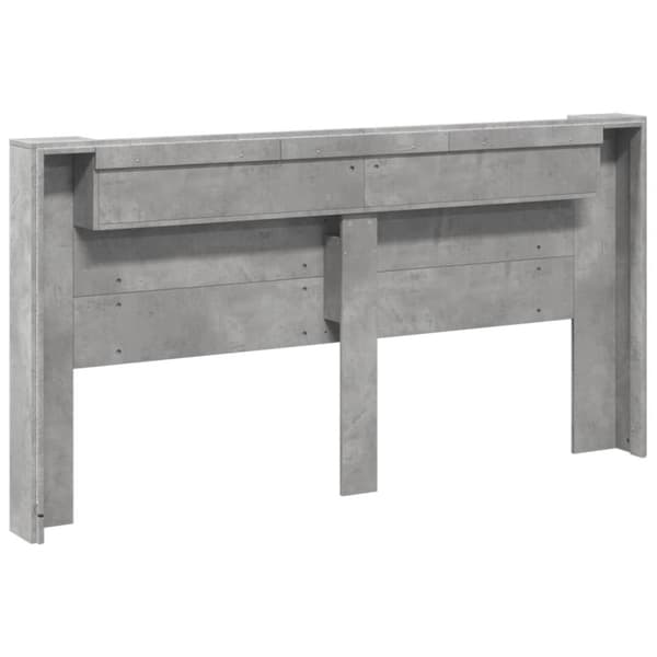 vidaXL sengegavl med opbevaring og LED-lys 200x16,5x103,5 cm betongrå