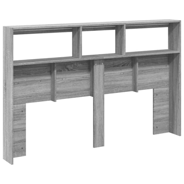 vidaXL Sängynpäätykaappi LED-valoilla harmaa Sonoma 160x17x102 cm
