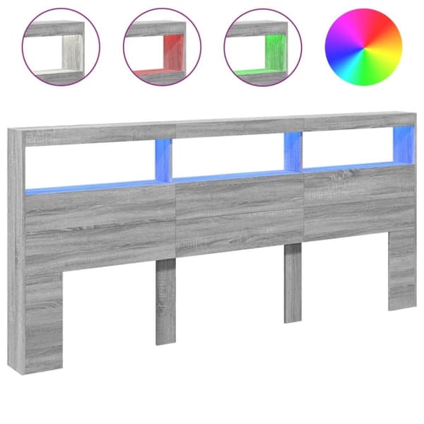 vidaXL Hodegavl skap med LED grå sonoma 220x17x102 cm