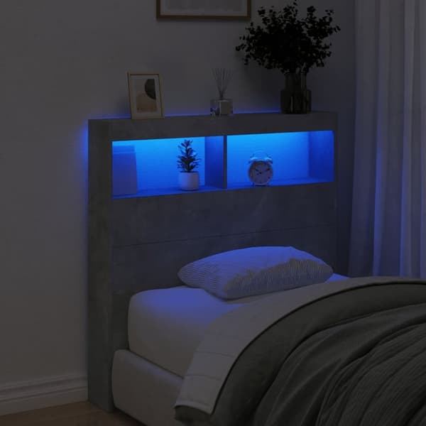 vidaXL Hodegavl skap med LED betonggrå 100x17x102 cm
