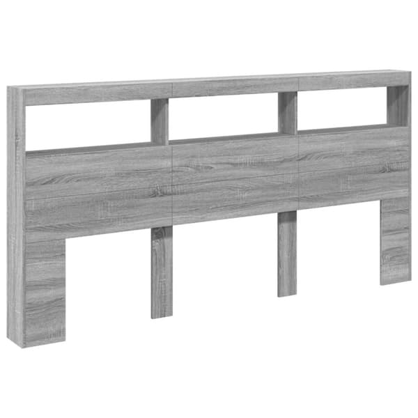 vidaXL Sängynpäätykaappi LED-valoilla harmaa Sonoma 200x17x102 cm
