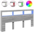 Pikkukuva 2 / 11: vidaXL Sängynpäätykaappi LED-valoilla harmaa Sonoma 200x17x102 cm