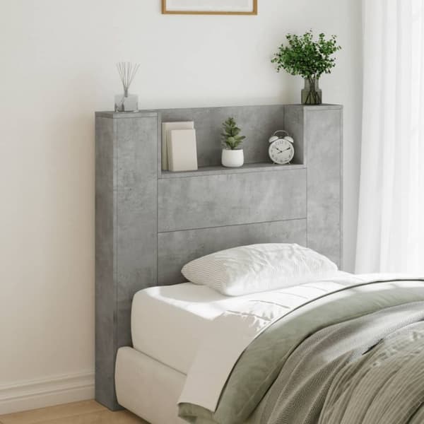 vidaXL Sängynpääty säilytystilalla betoninharmaa 100x16,5x103,5 cm