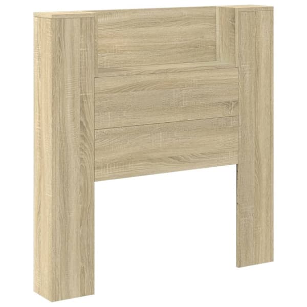 vidaXL sengegavl med opbevaring og LED-lys 100x16,5x103,5 cm sonoma-eg