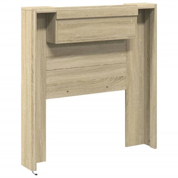 vidaXL sengegavl med opbevaring og LED-lys 100x16,5x103,5 cm sonoma-eg