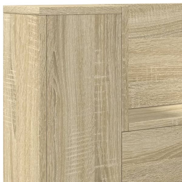 vidaXL sengegavl med opbevaring og LED-lys 100x16,5x103,5 cm sonoma-eg