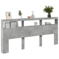 Pikkukuva 5 / 11: vidaXL Sängynpäätykaappi LED-valoilla betoninharmaa 220x17x102 cm