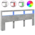 Pikkukuva 2 / 11: vidaXL Sängynpäätykaappi LED-valoilla betoninharmaa 220x17x102 cm
