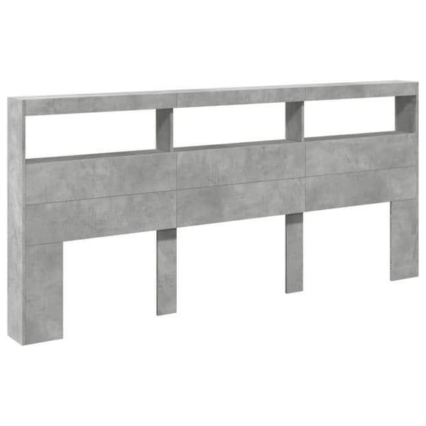 vidaXL Hodegavl skap med LED betonggrå 220x17x102 cm