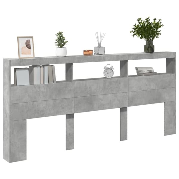 vidaXL Hodegavl skap med LED betonggrå 220x17x102 cm