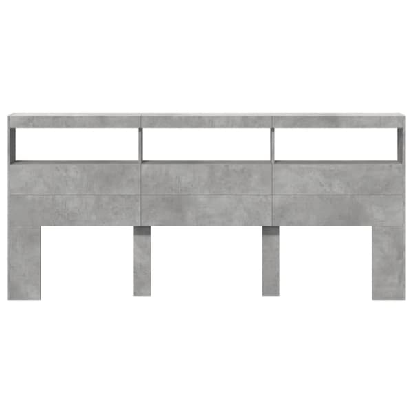 vidaXL Hodegavl skap med LED betonggrå 220x17x102 cm
