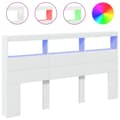 Miniatyrbillede 2 af 11: vidaXL sengegavl med opbevaring og LED-lys 180x17x102 cm hvid