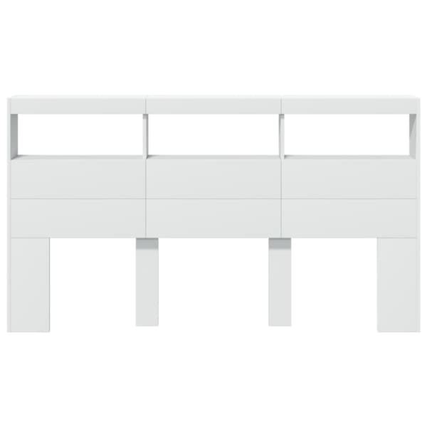 vidaXL Sänggavel med LED vit 180x17x102 cm