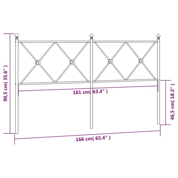 vidaXL Sengegavl i metall hvit 160 cm
