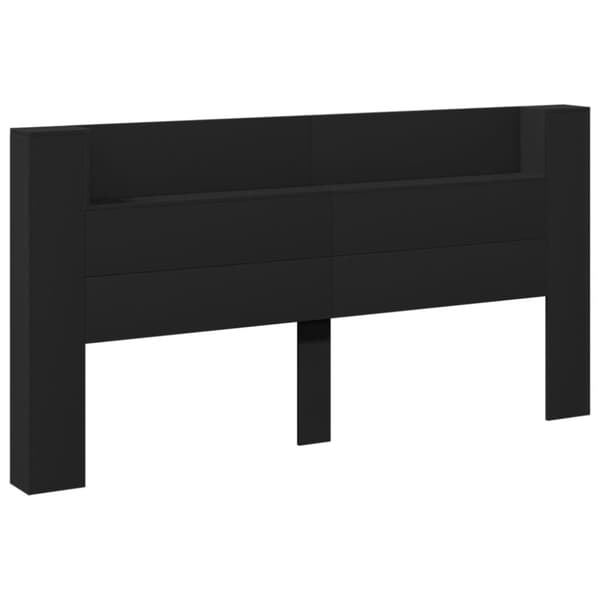 vidaXL Sängynpäätykaappi LED-valoilla musta 200x16,5x103,5 cm