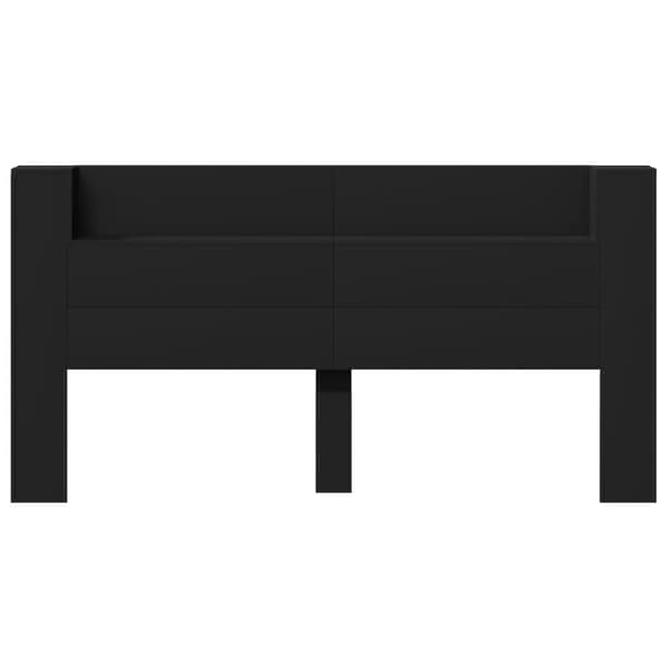 vidaXL Sängynpäätykaappi LED-valoilla musta 200x16,5x103,5 cm