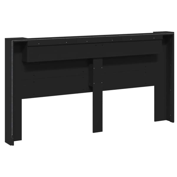 vidaXL Sängynpäätykaappi LED-valoilla musta 200x16,5x103,5 cm